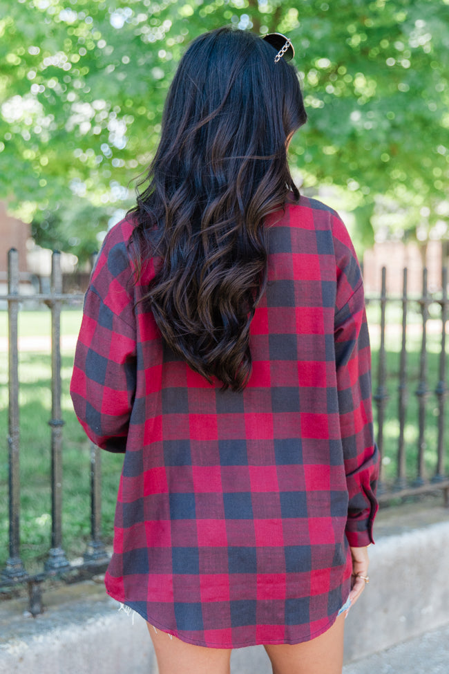 Made Me Realize Maroon Plaid Button Front Shirt FINAL SALE