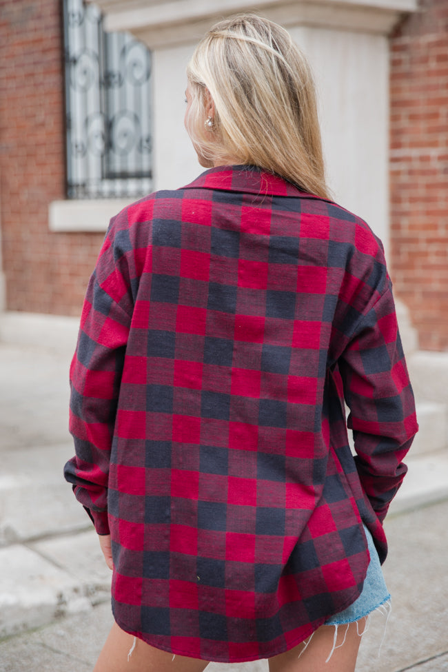 Made Me Realize Maroon Plaid Button Front Shirt FINAL SALE