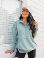 Just Go With It Olive Oversized Henley Pullover