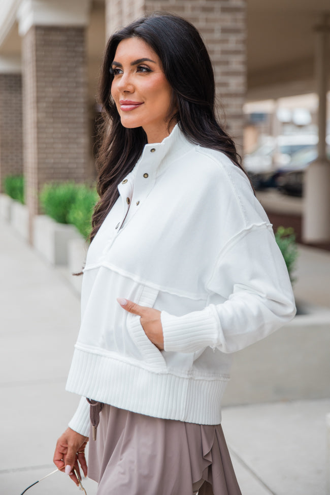 Just Go With It Ivory Crop Henley Pullover