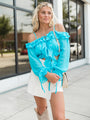 Big Dreams Aqua Ruffle Trim Blouse