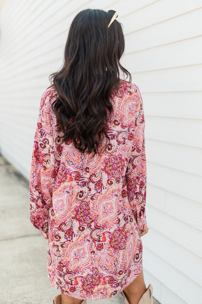 By The Way Multi Paisley Printed Shirt Dress FINAL SALE