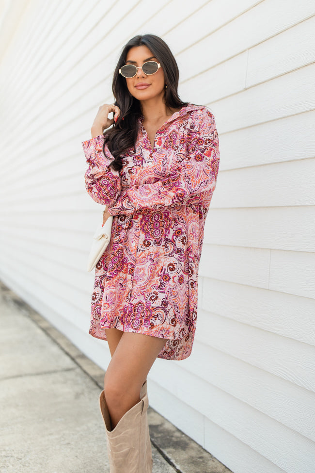 By The Way Multi Paisley Printed Shirt Dress FINAL SALE