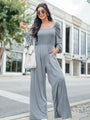 Deep In My Heart Heather Grey Knit Solid Jumpsuit