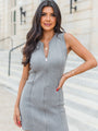 Give Me Time Grey Zip Up Sleeveless Sweater Dress FINAL SALE