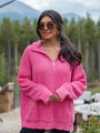 I Jump Too Hot Pink Chenille Quarter Zip Pullover