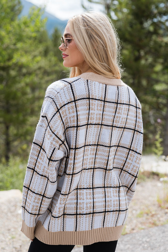 Never Settle Tan Plaid Cardigan SALE