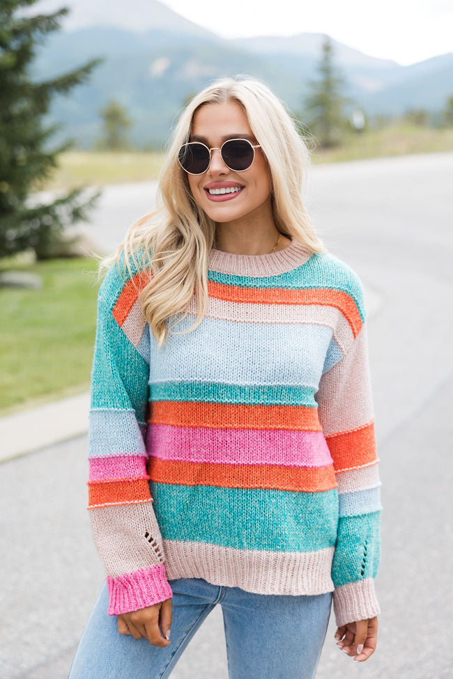 Led Me To You Multi Stripe Crew Neck Sweater