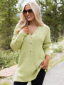 Just Keep Going Lime Henley Waffle Sweater