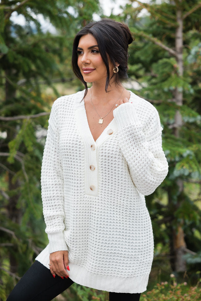 Just Keep Going Ivory Henley Waffle Sweater