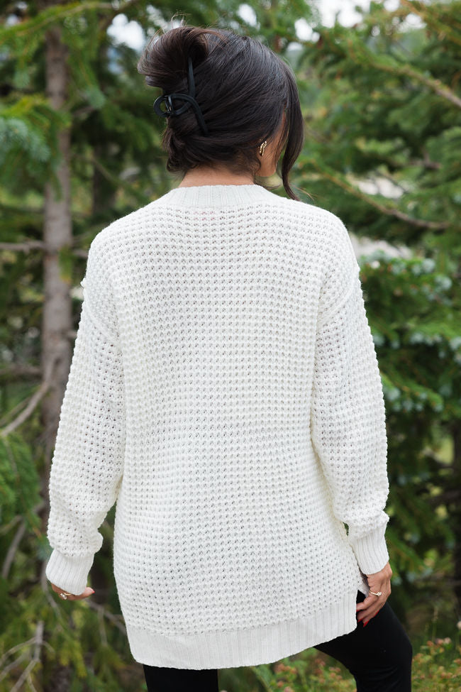 Just Keep Going Ivory Henley Waffle Sweater