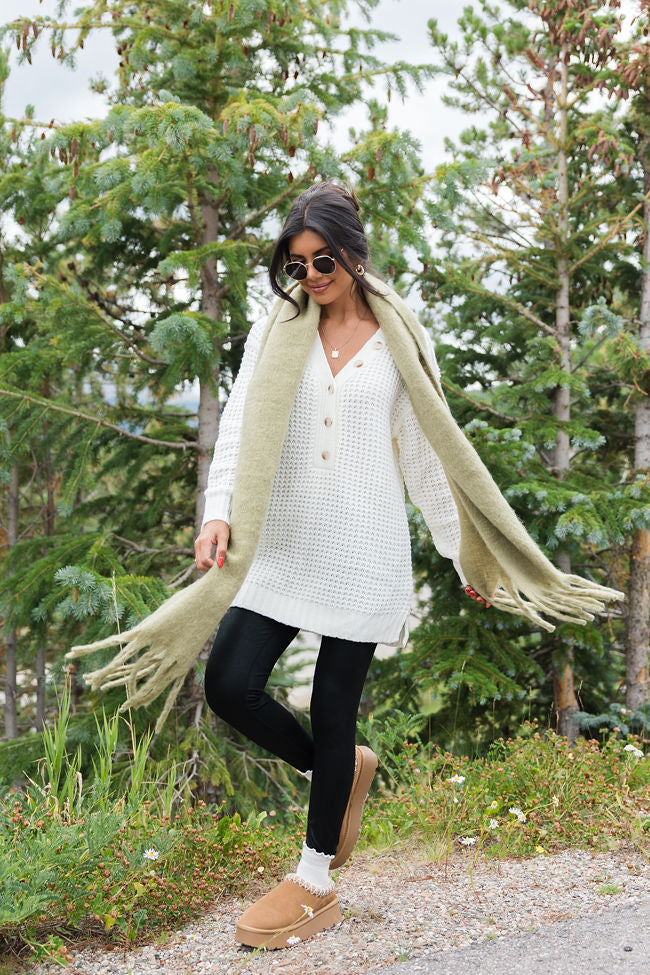 Just Keep Going Ivory Henley Waffle Sweater