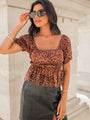 Safe Space Here Leopard Smocked Waist Blouse