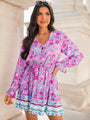 Finding My Place Purple and Blue Wrap Top Border Print Dress FINAL SALE