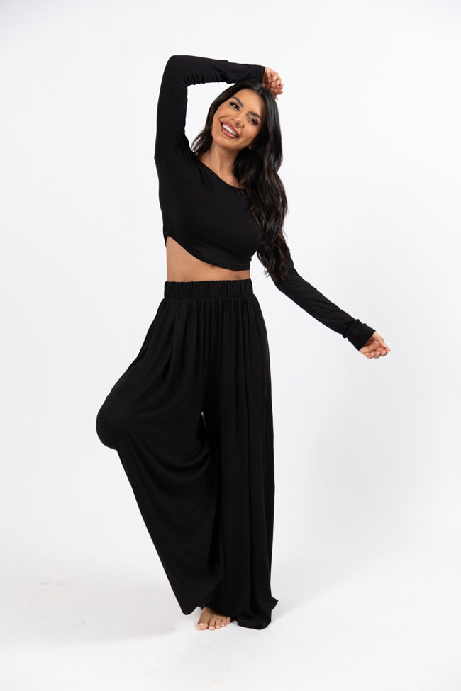 Upgrade You Casual Two Piece Long Sleeve Black Set FINAL SALE