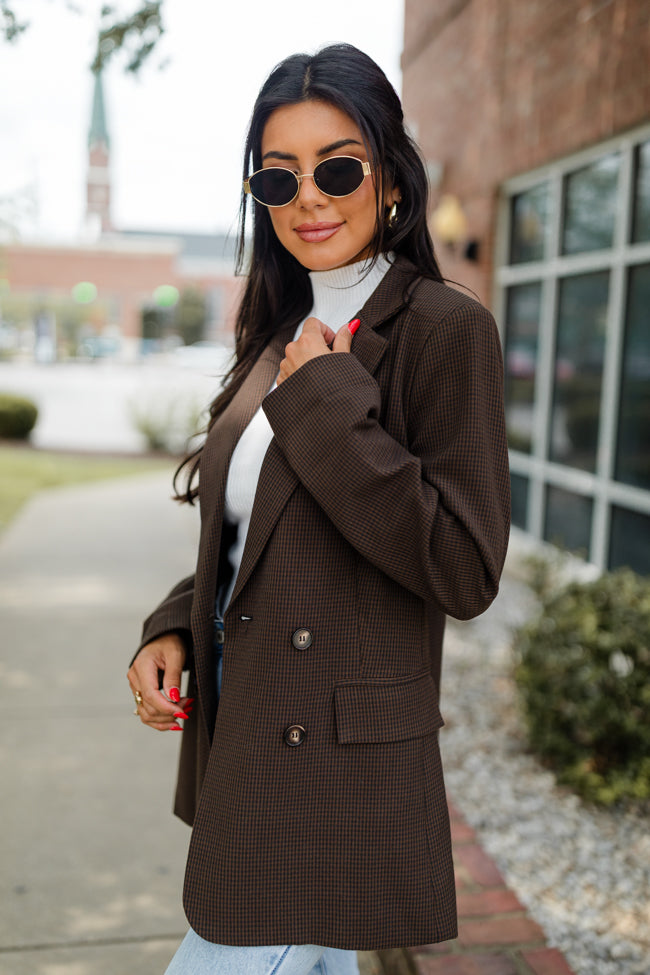 One Track Mind Black And Plaid Blazer FINAL SALE