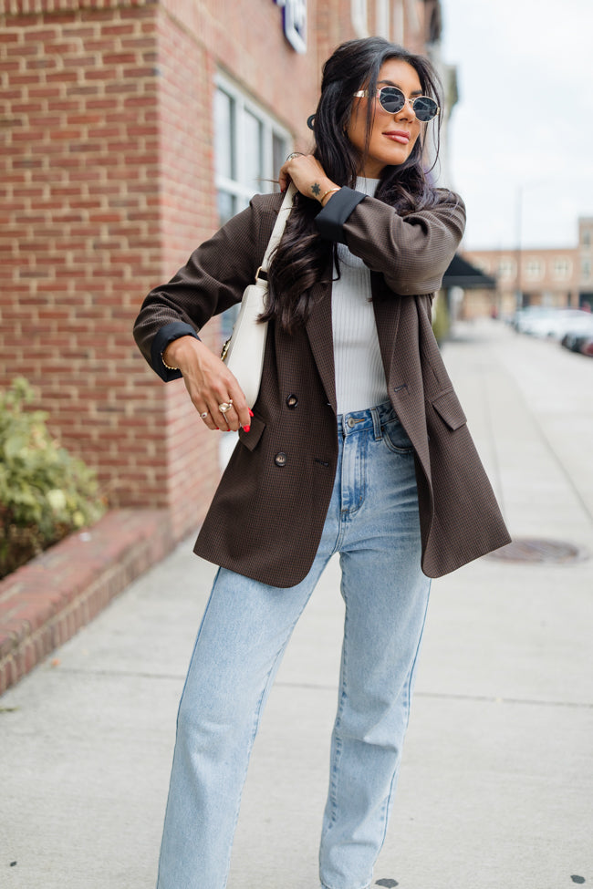 One Track Mind Black And Plaid Blazer FINAL SALE