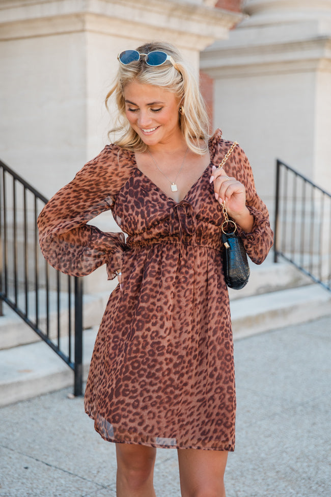 Tell Me The Truth V-Neck Leopard Print Dress FINAL SALE