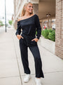 Memory Lane Black Off The Shoulder Knit Jumpsuit