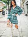 What It Does To Me Teal Textured Long Sleeve Mini Dress FINAL SALE