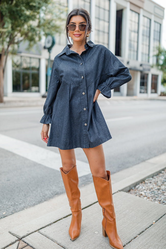 Live For Us Black Acid Wash Denim Mini Dress