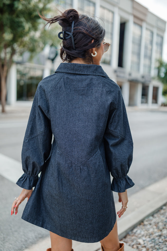 Live For Us Black Acid Wash Denim Mini Dress