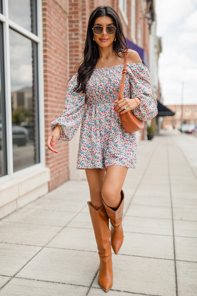 See You Later Multi Square Neck Printed Romper