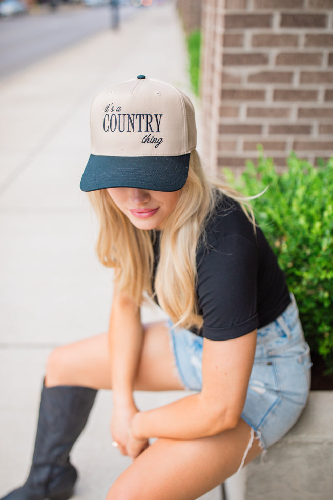 It’s A Country Thing Black and Khaki Trucker Hat