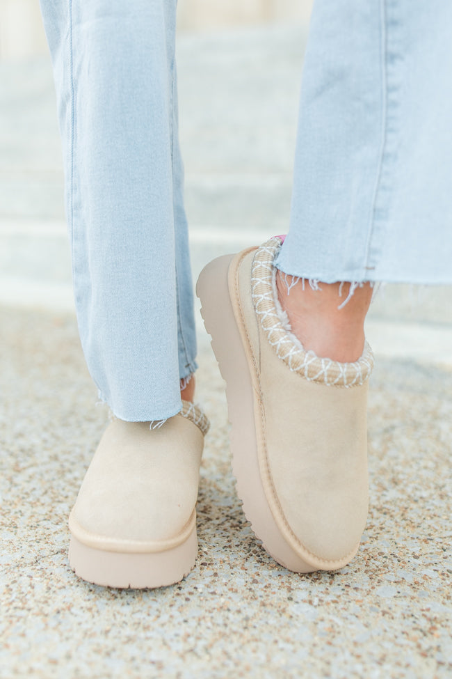 Sydney Light Beige Platform Slip-On Bootie