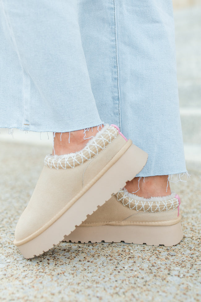 Sydney Light Beige Platform Slip-On Bootie