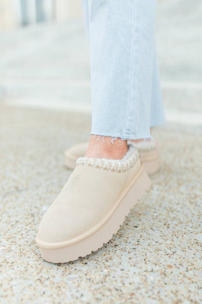 Sydney Light Beige Platform Slip-On Bootie