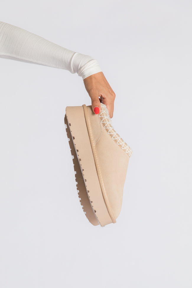 Sydney Light Beige Platform Slip-On Bootie