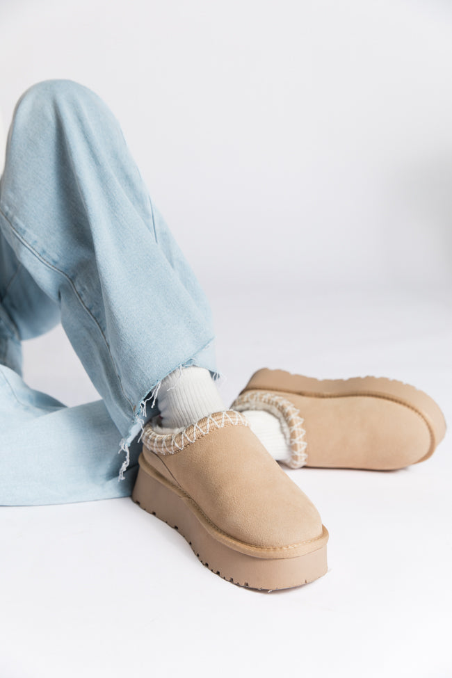 Sydney Light Beige Platform Slip-On Bootie