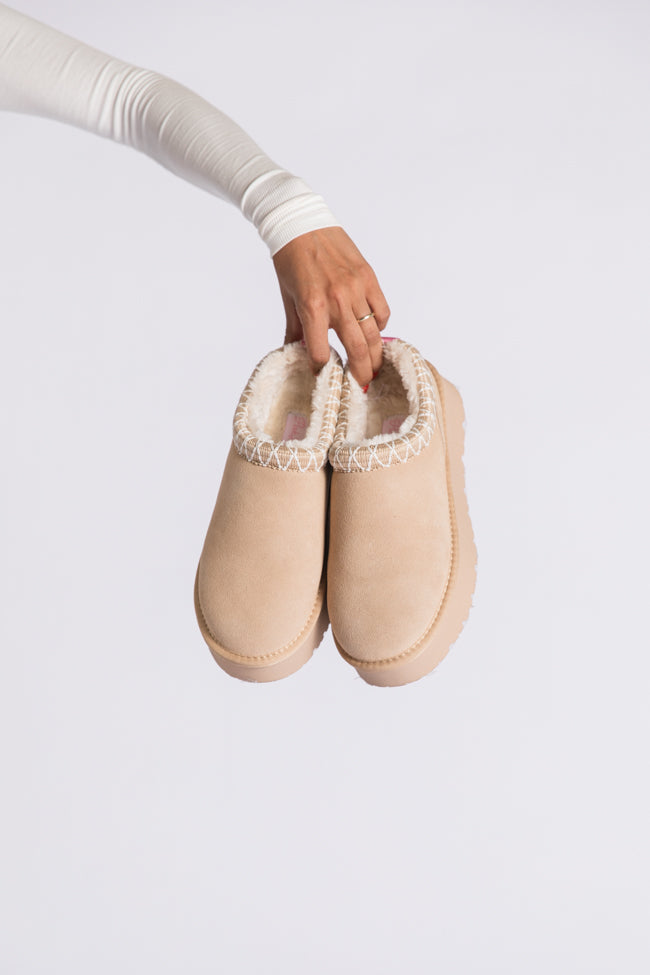 Sydney Light Beige Platform Slip-On Bootie