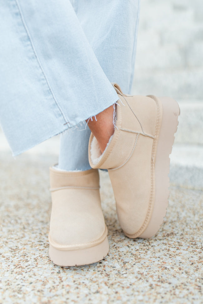 Georgia Light Beige Platform Mini Boot