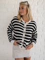 Just Say When Black and Ivory Striped Textured Cardigan FINAL SALE