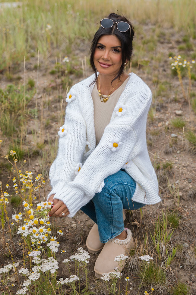 The Way I Feel Ivory Floral Applique Cardigan SALE