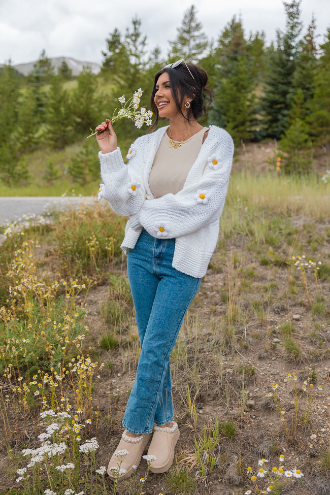 The Way I Feel Ivory Floral Applique Cardigan SALE