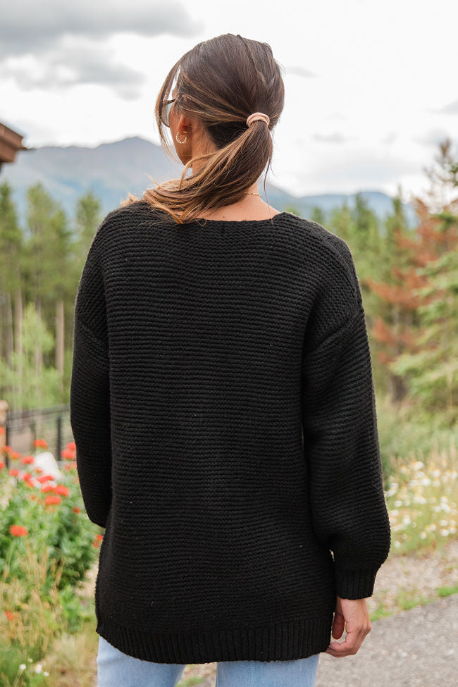 On My Mind Black Cable Knit Cardigan SALE