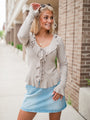 Treat You The Same Beige Ruffle Detail Ribbed Blouse