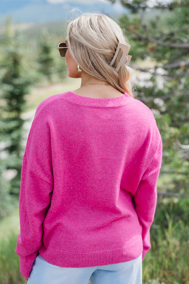 Want It All Hot Pink Crew Neck Sweater