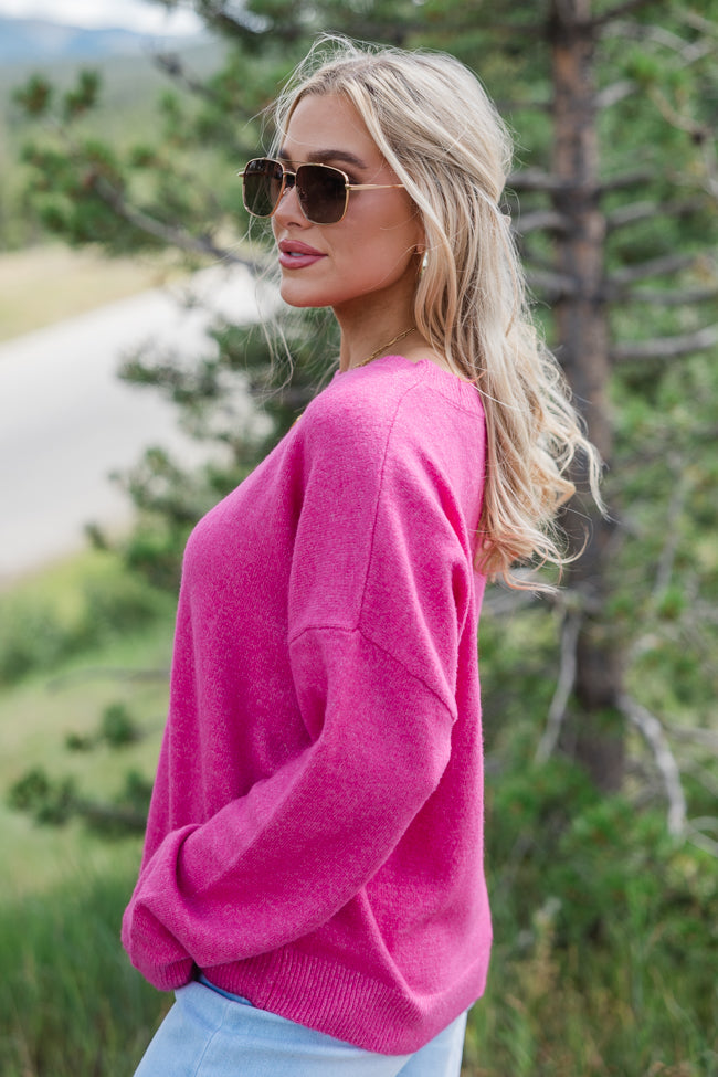 Want It All Hot Pink Crew Neck Sweater