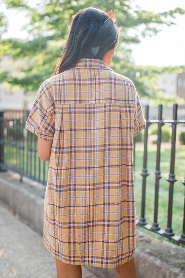 A Place All Our Own Mustard Plaid Shirt Dress FINAL SALE