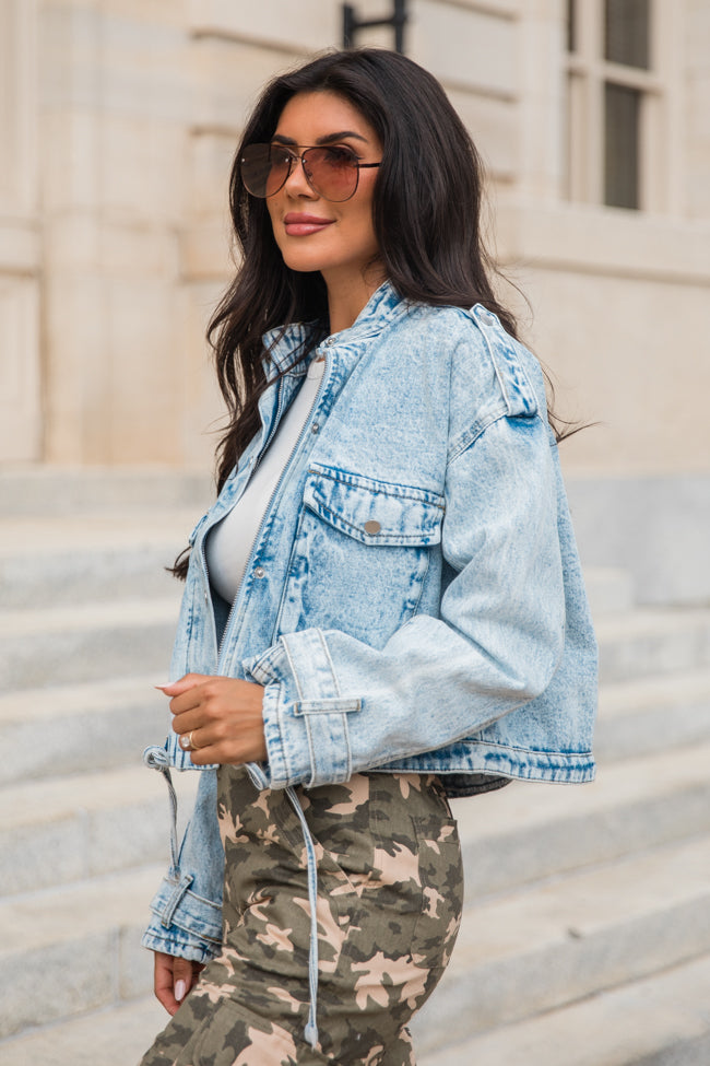 It's Your Choice Light Wash Cropped Denim Jacket