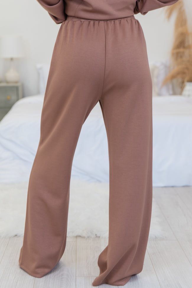 Let's Just Stay Mocha Knit Wide Leg Pants