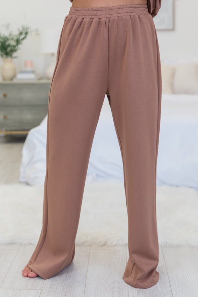 Let's Just Stay Mocha Knit Wide Leg Pants