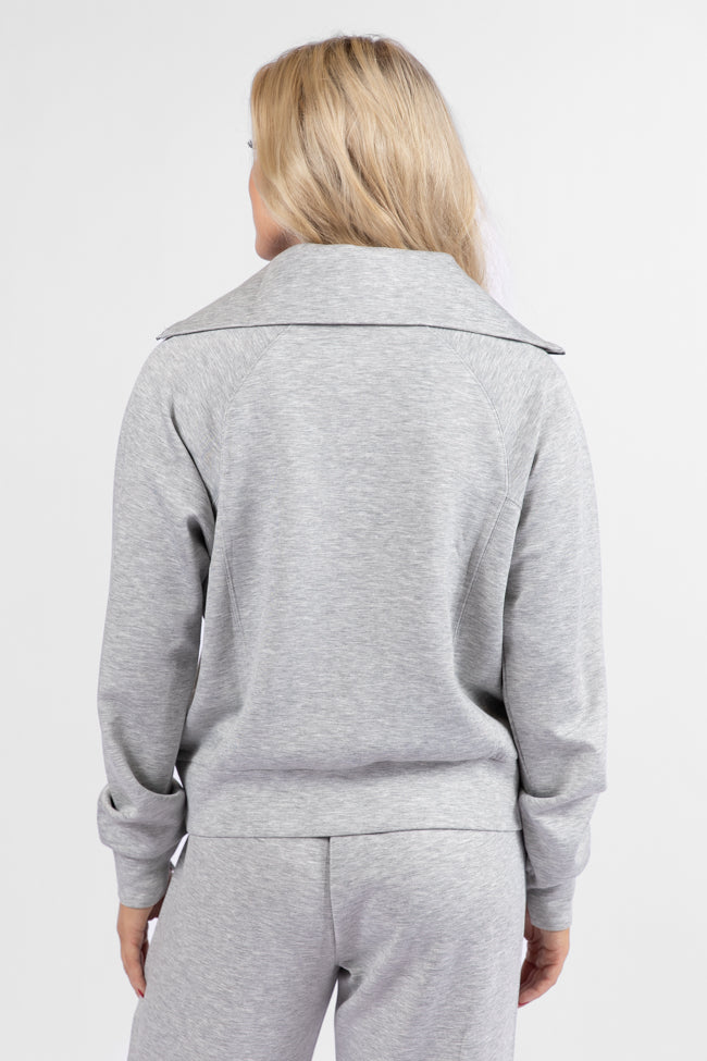 Let's Just Stay Heather Grey Quarter Zip Knit Pullover SALE