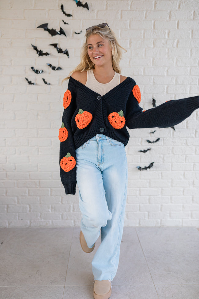 Hey Pumpkin Black Cardigan