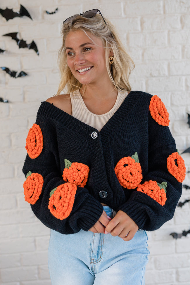 Hey Pumpkin Black Cardigan