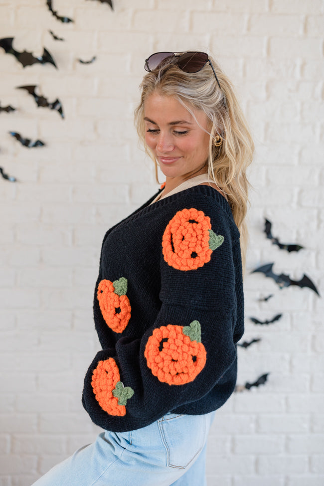 Hey Pumpkin Black Cardigan